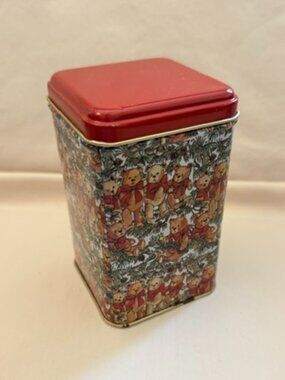 Vintage Teddy Bear Tin Container